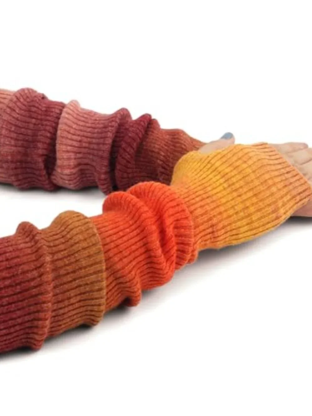 Cashmere Blend Fingerless Gloves Long Arm Warmers Women Thumb Hole